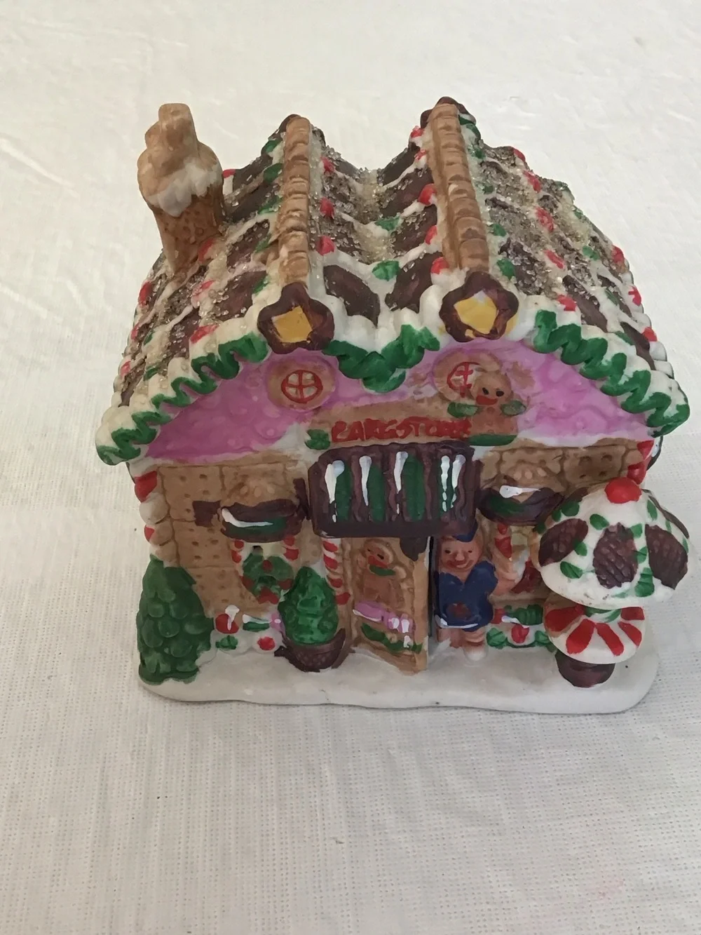 Festive Gingerbread House Holiday 2005- Pink & Multicolor